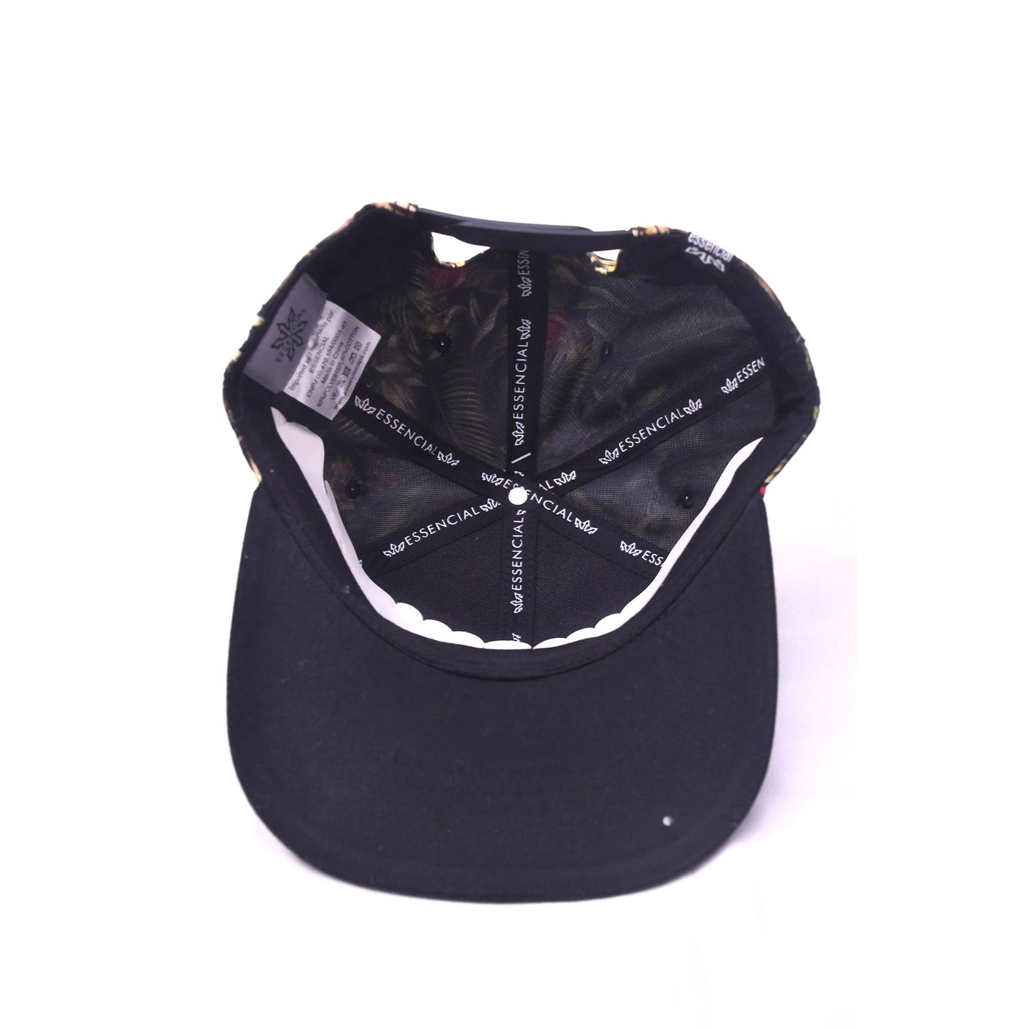 Essencial Daytona Beach Tropical Floral Snapback Hat Cap Black Adjustable NWT