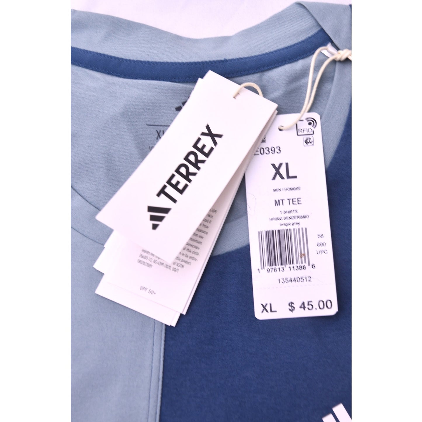 Adidas Terrex MT Tee XL Blue Gray Hiking Shirt NWT