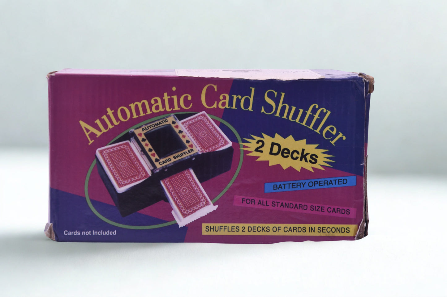 Automatic 2 Deck Card Shuffler Battery Operated Tested Working w/ Box