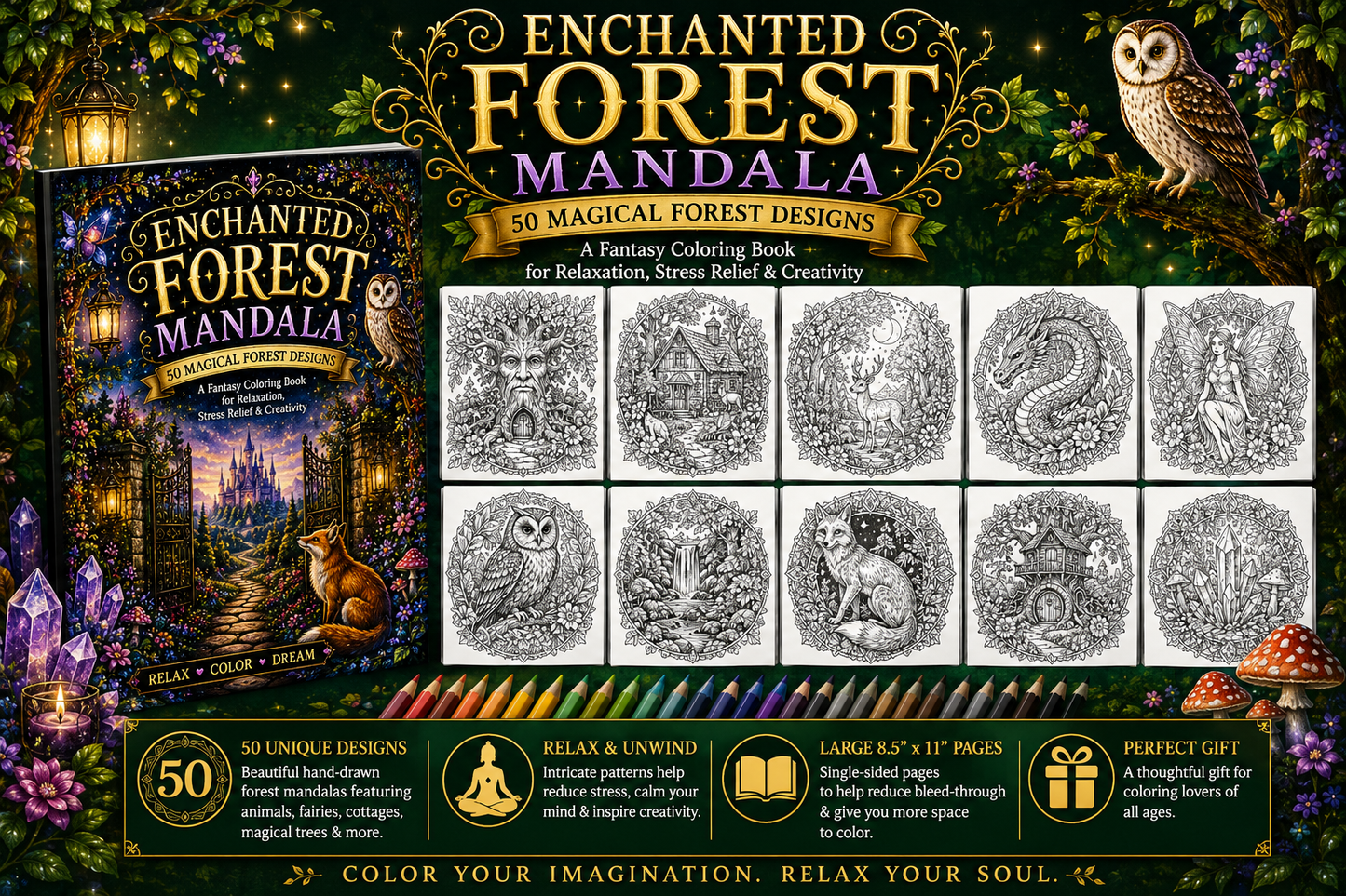 Enchanted Forest Mandala-Digital PDF Download