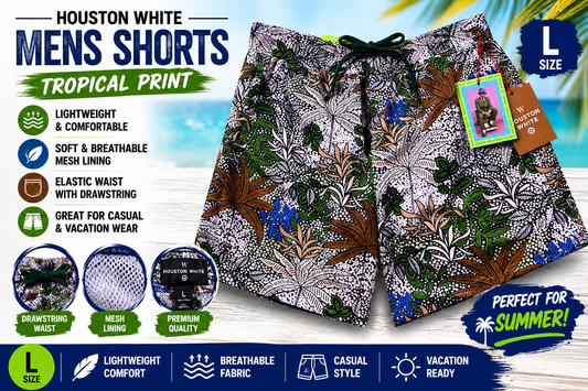 Houston White Target Men's Swim Trunks Tropical Print Shorts Size L NWT