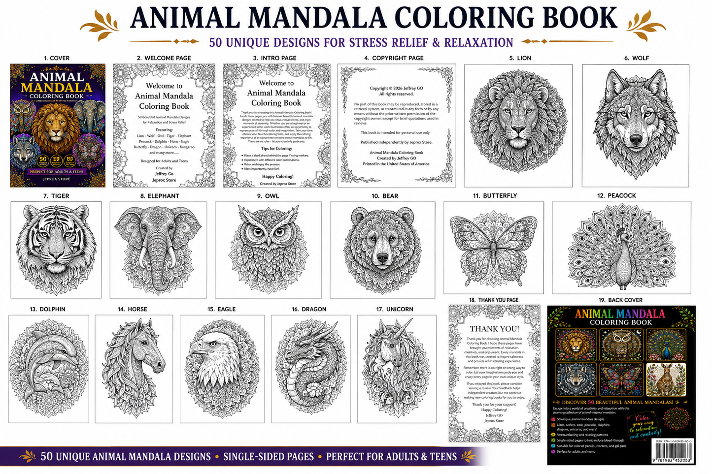 Animal Mandala Coloring Book