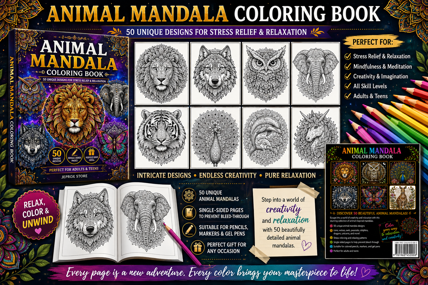 Animal Mandala Coloring Book