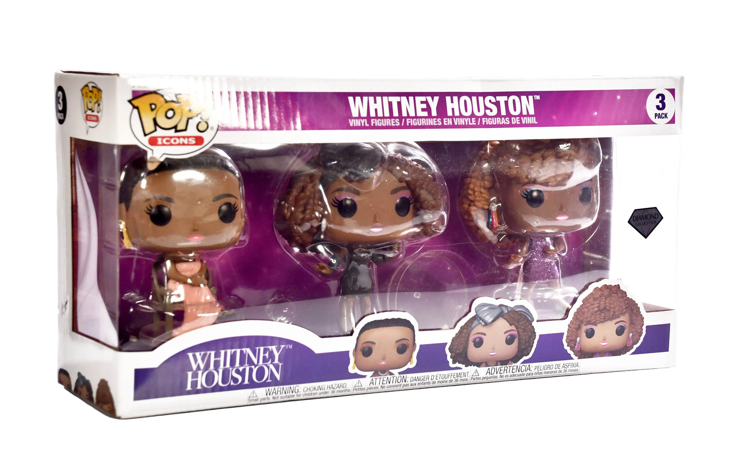 Funko Pop! 3-Pack: Rocks: Whitney Houston (Diamond Glitter)