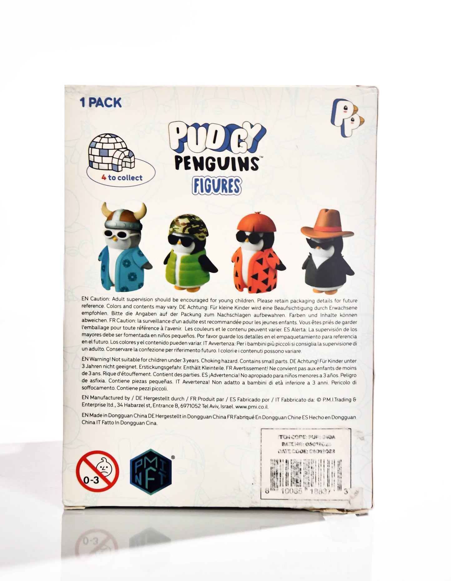 Pudgy Penguins Figure/Green Vest, Camo Hat, Glasses