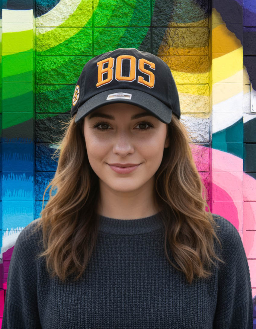 Boston Bruins Baseball Hat. BOS and Logo OSFA Adjustable. "Sale"