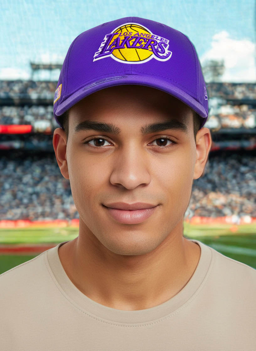 Los Angeles Lakers 2021 Playoffs NBA New Era 9Fifty Snapback Hat Purple Logo
