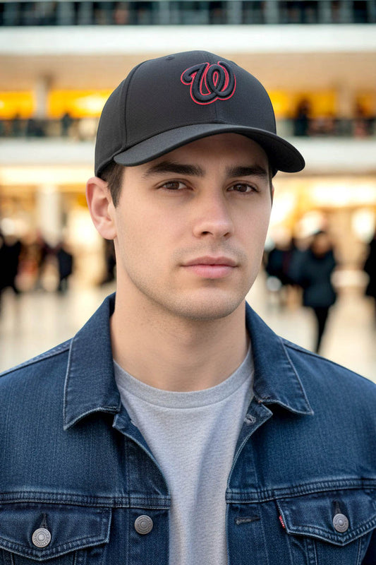 New Era Authentic Washington Nationals Black /Red 39THIRTY Flex Hat