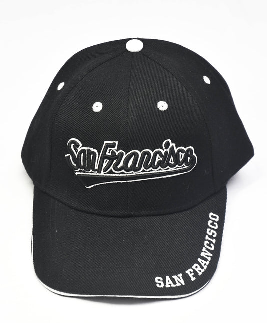 San Francisco Strapback Hat Black One Size Adjustable