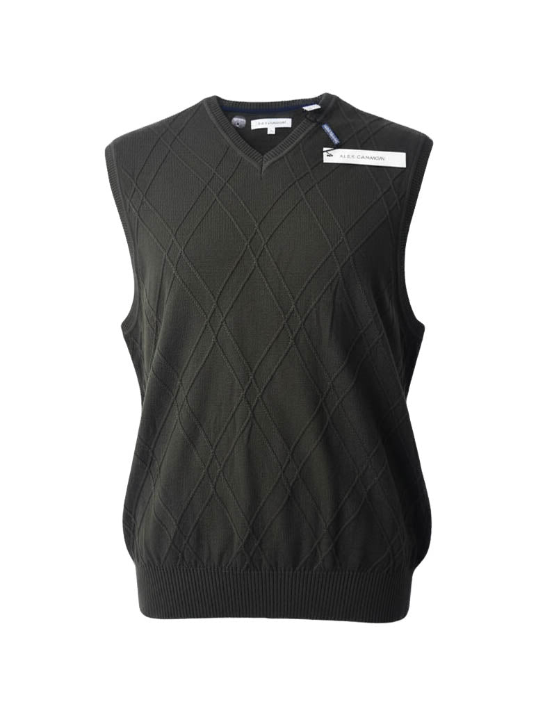 Alex Cannon Sweater Vest Men's Size Quilted Shoulders Sleeveless Knitted "Sale"