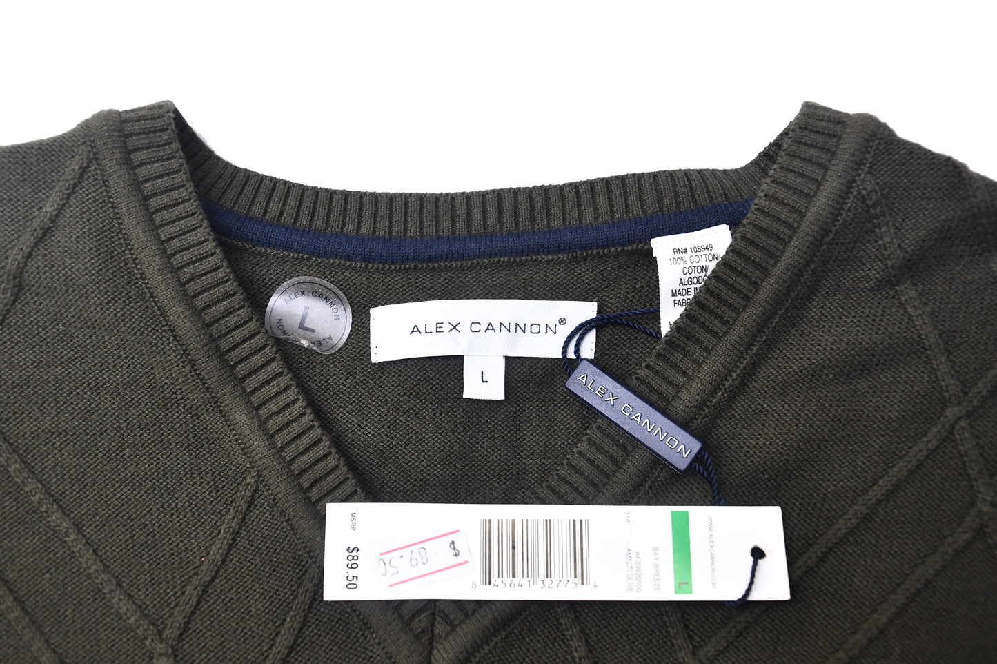 Alex Cannon Sweater Vest Men's Size Quilted Shoulders Sleeveless Knitted "Sale"