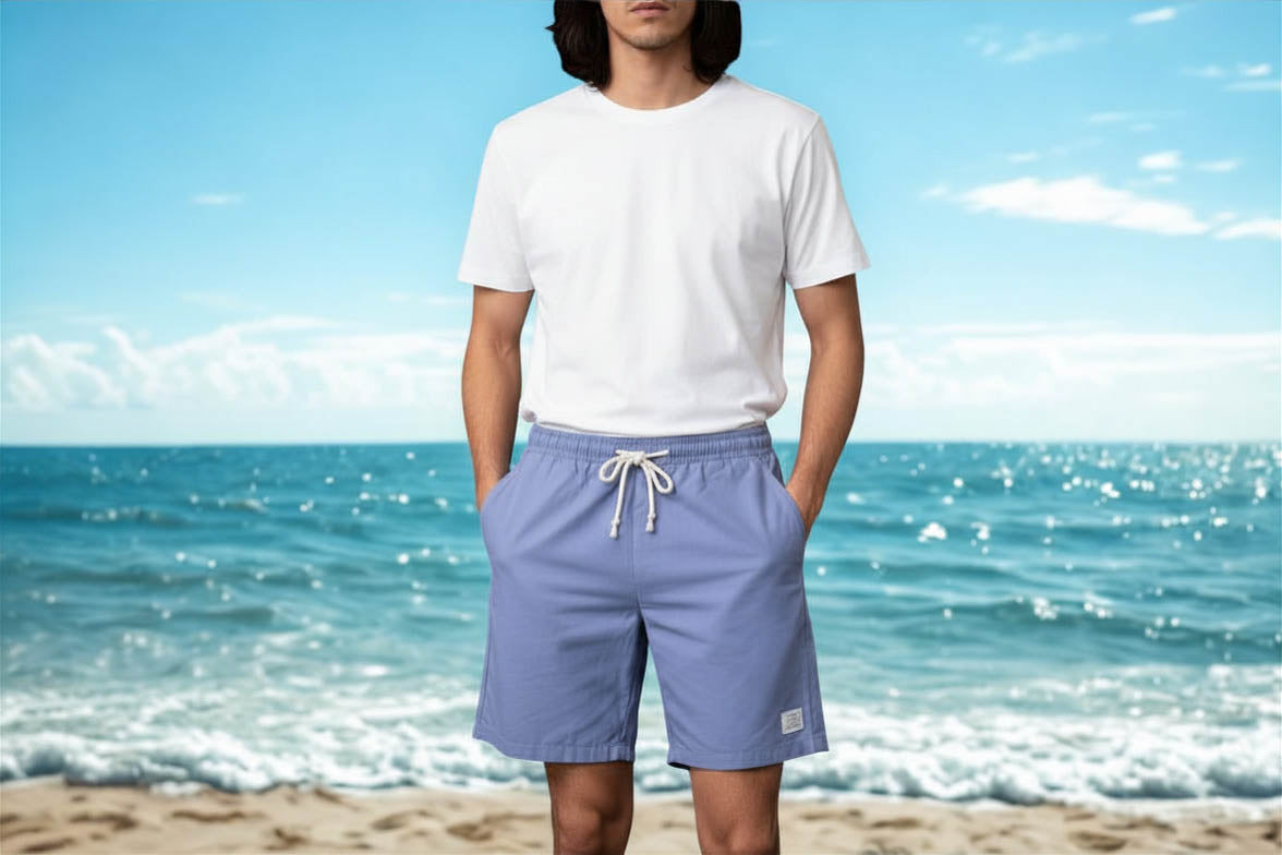 JMIERR Mens Classic Wear Shorts Elastic Waist Drawstring Blue Size 38 NEW