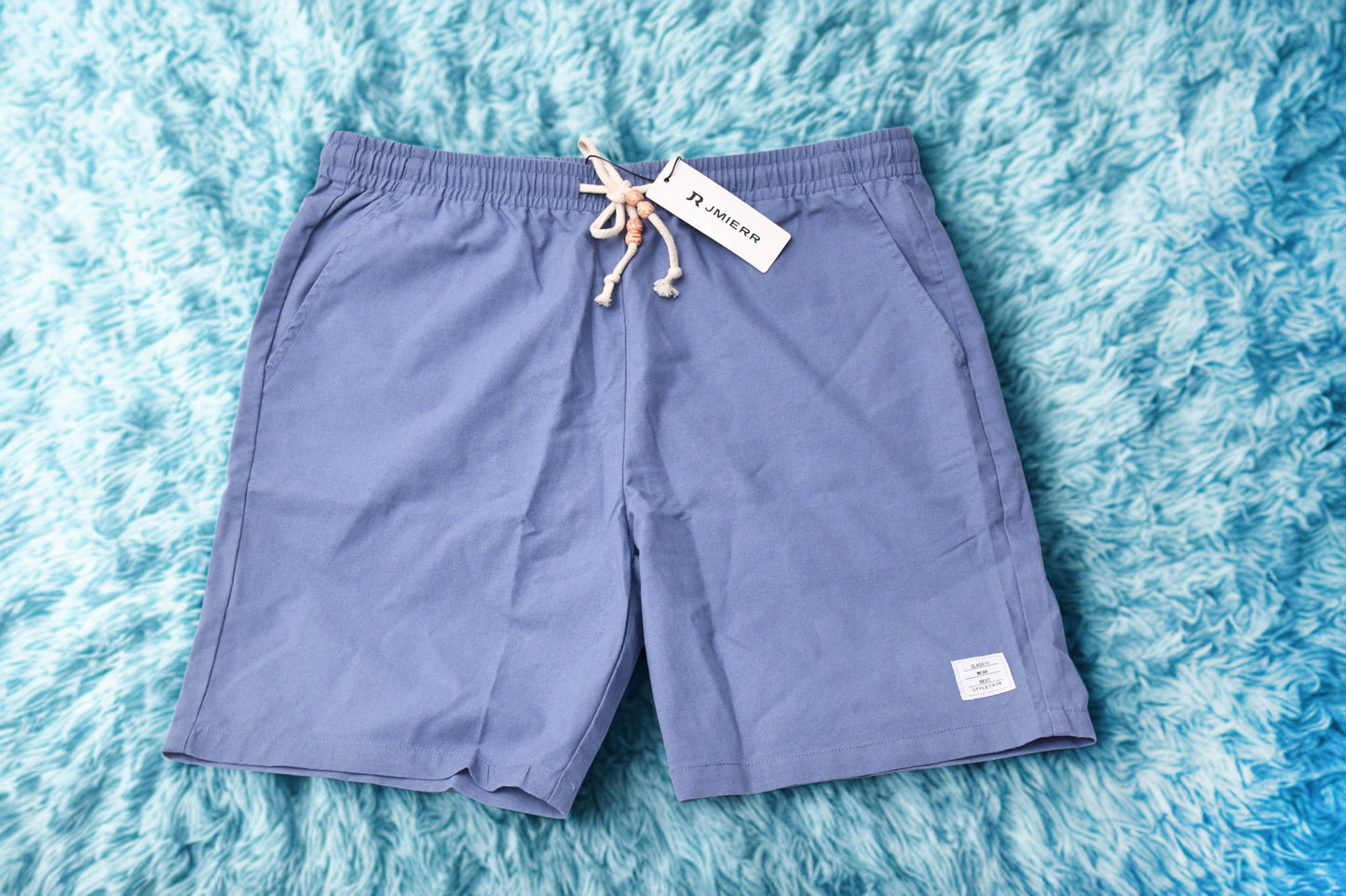 JMIERR Mens Classic Wear Shorts Elastic Waist Drawstring Blue Size 38 NEW