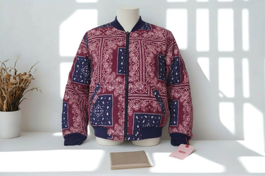 NEW Levis Jacket Mens M Red Blue Paisley Insulated Quilted Coat Cowboy Western