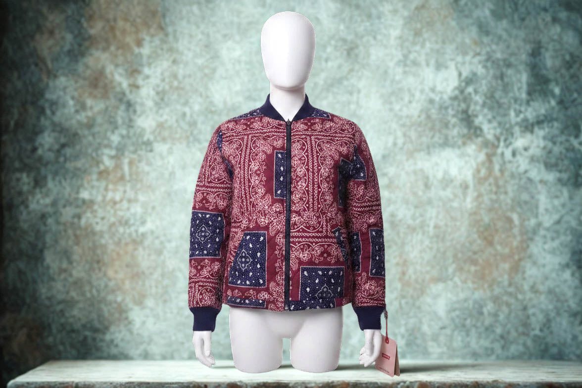 NEW Levis Jacket Mens M Red Blue Paisley Insulated Quilted Coat Cowboy Western