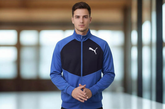 Puma Zip Down Mockneck Long Sleeve Athletic Gym Contrast Track Jacket M in stock