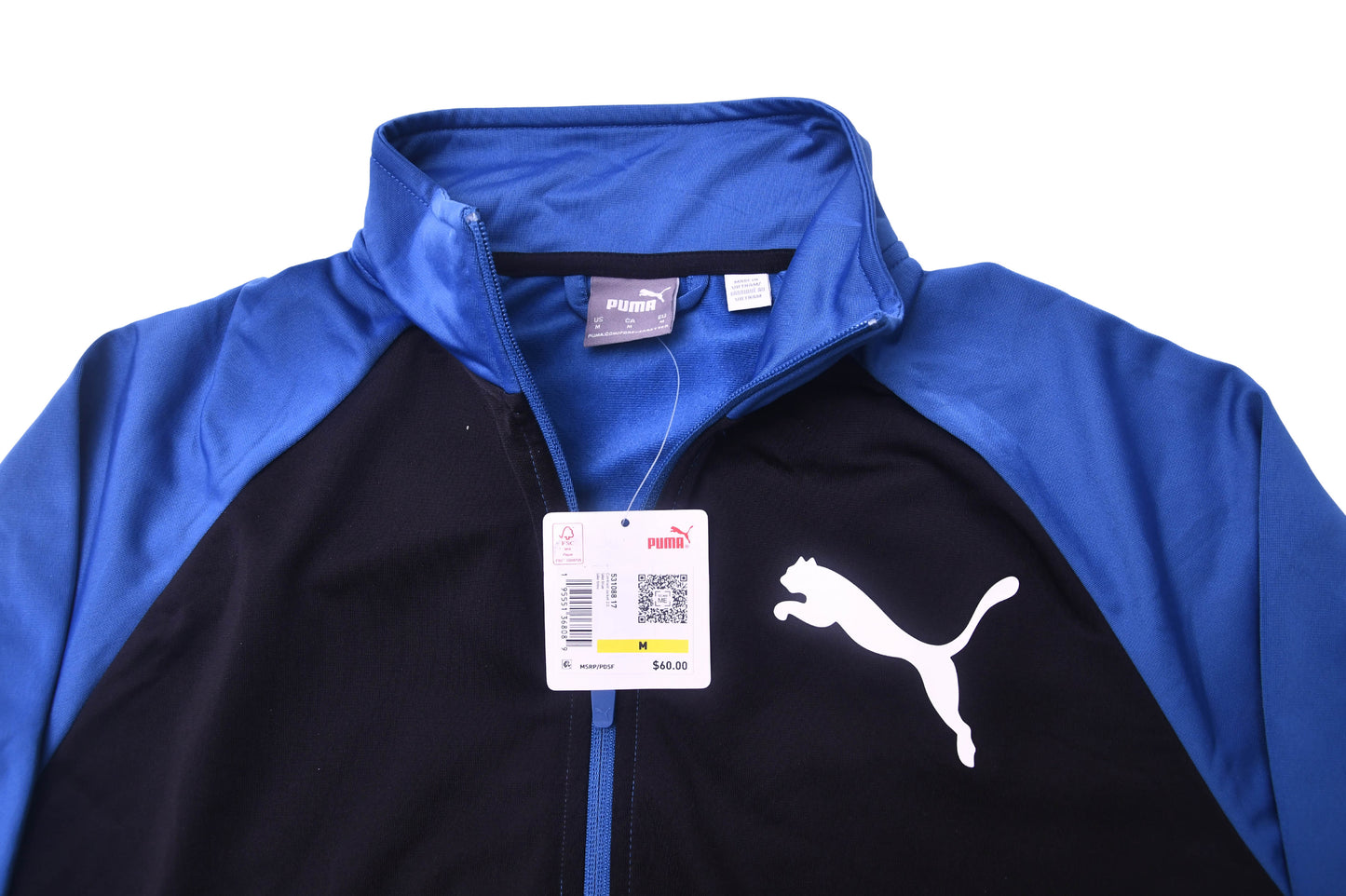 Puma Zip Down Mockneck Long Sleeve Athletic Gym Contrast Track Jacket M in stock