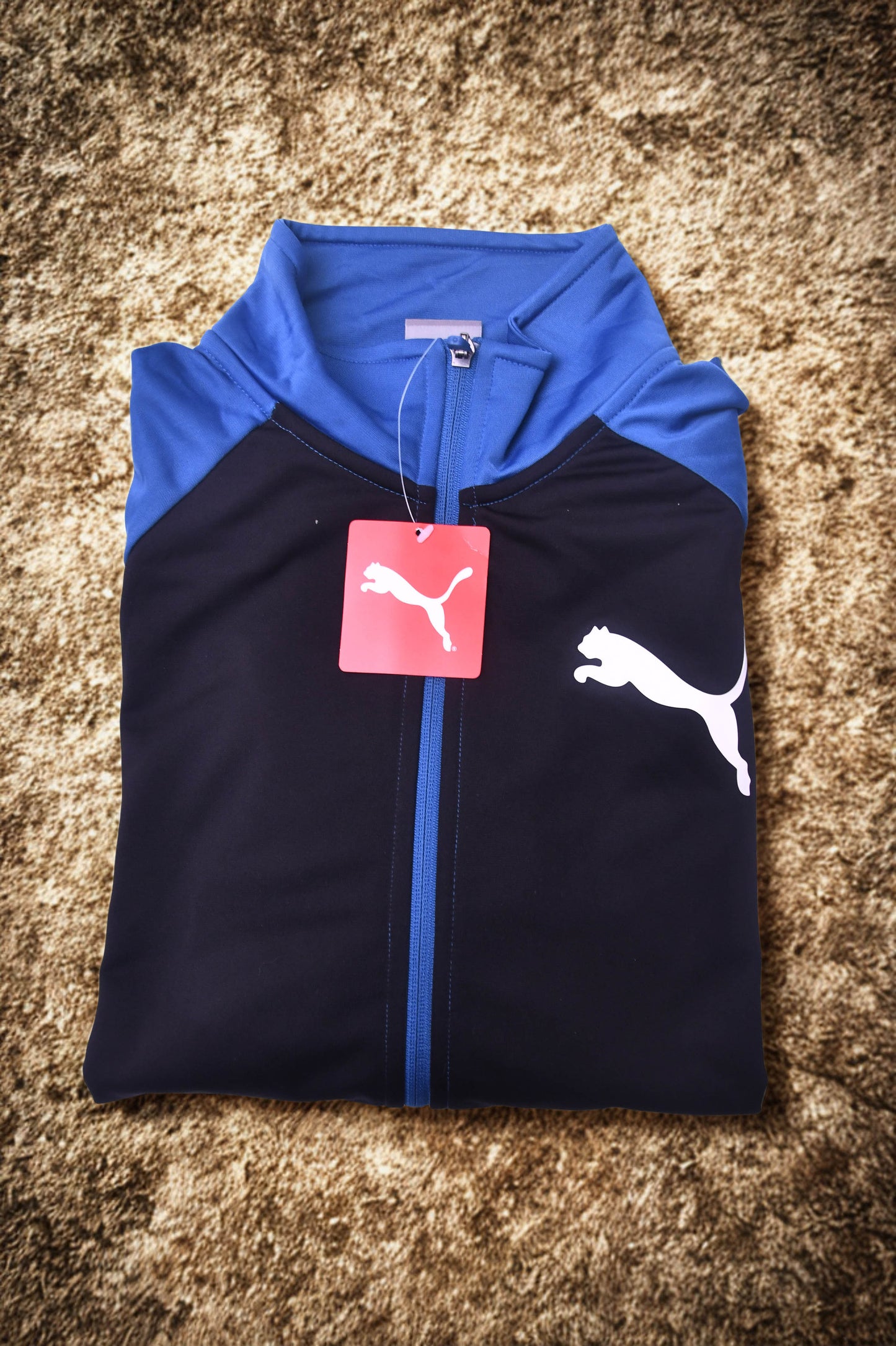 Puma Zip Down Mockneck Long Sleeve Athletic Gym Contrast Track Jacket M in stock