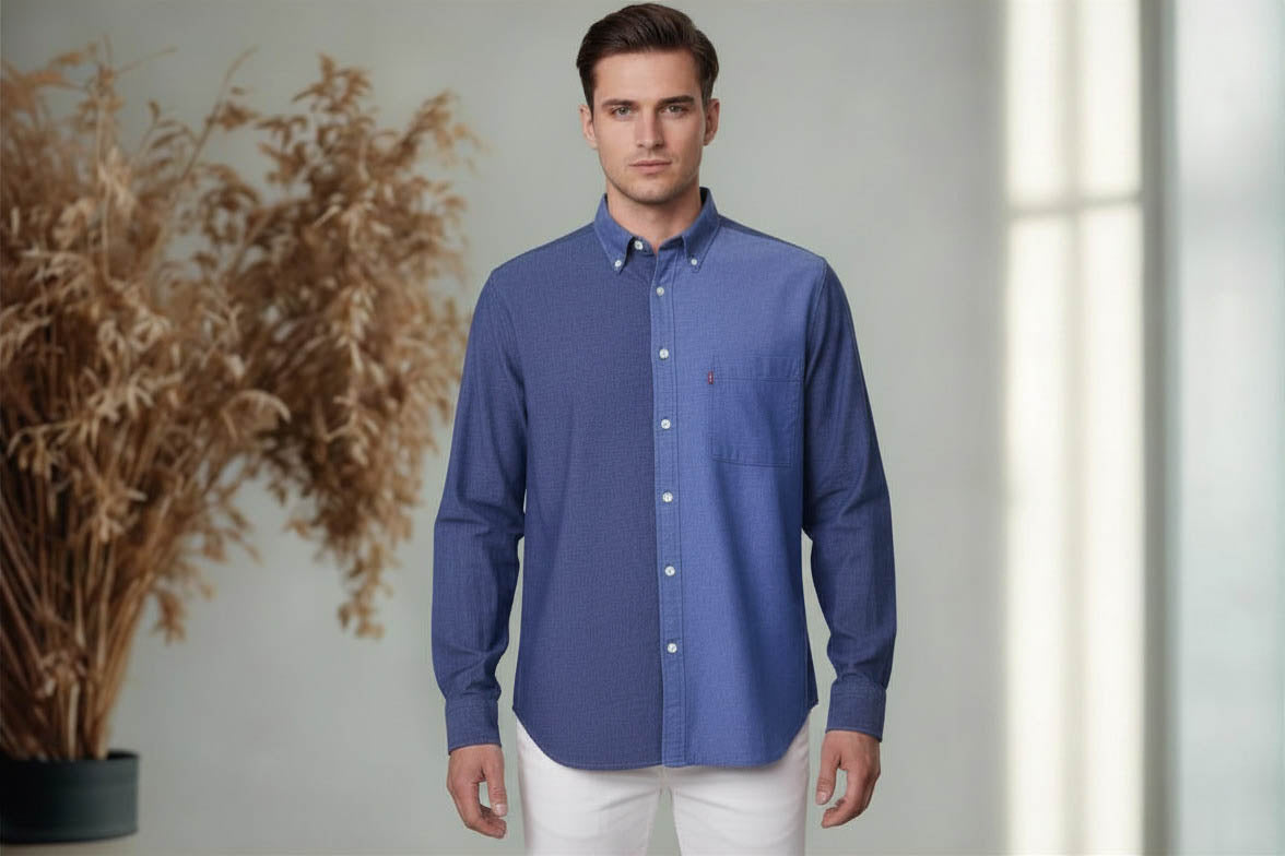 Levis Men’s Oversized Blue Color Button Up Shirt - NWT $89 M in stock