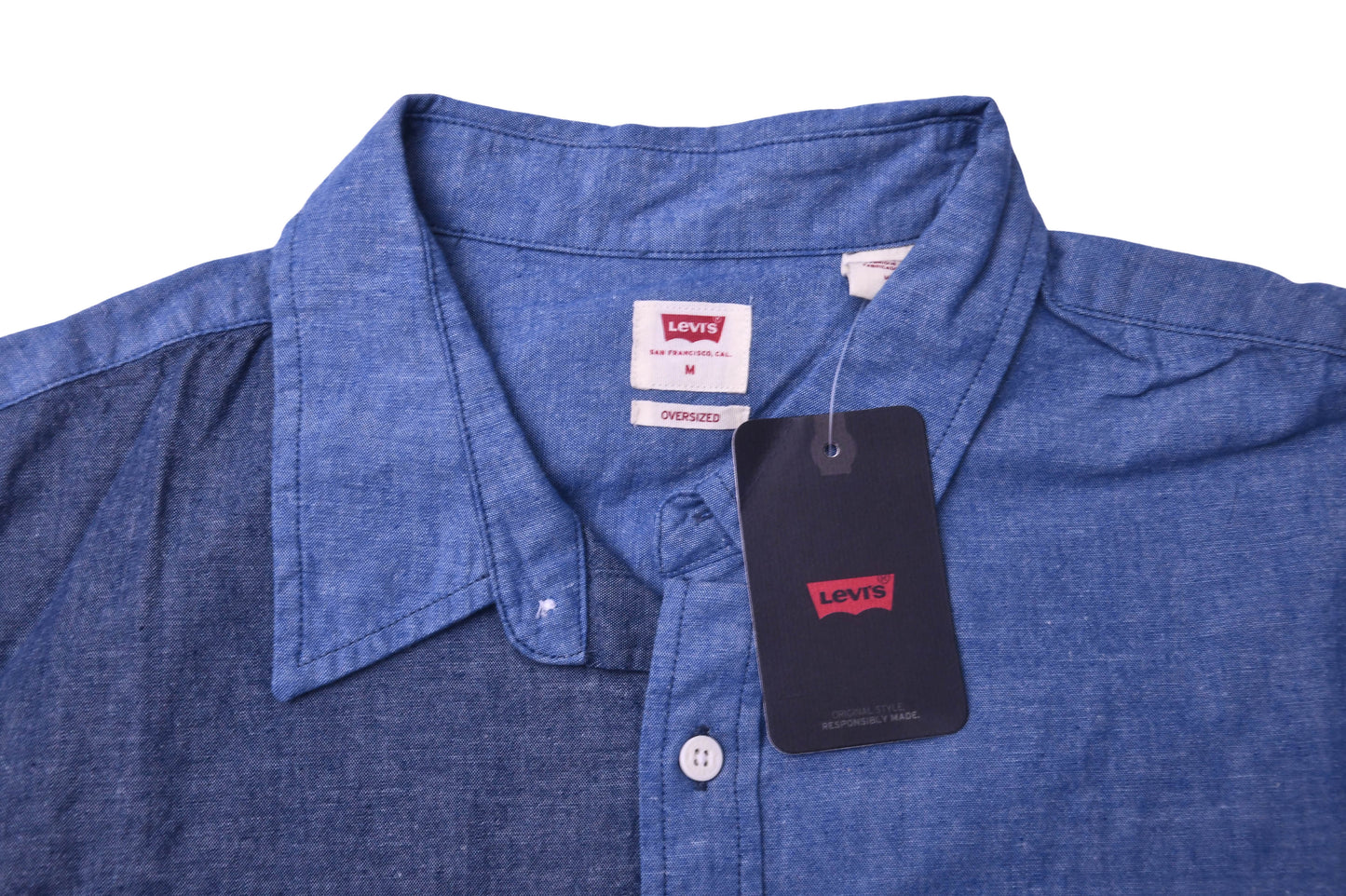Levis Men’s Oversized Blue Color Button Up Shirt - NWT $89 M in stock