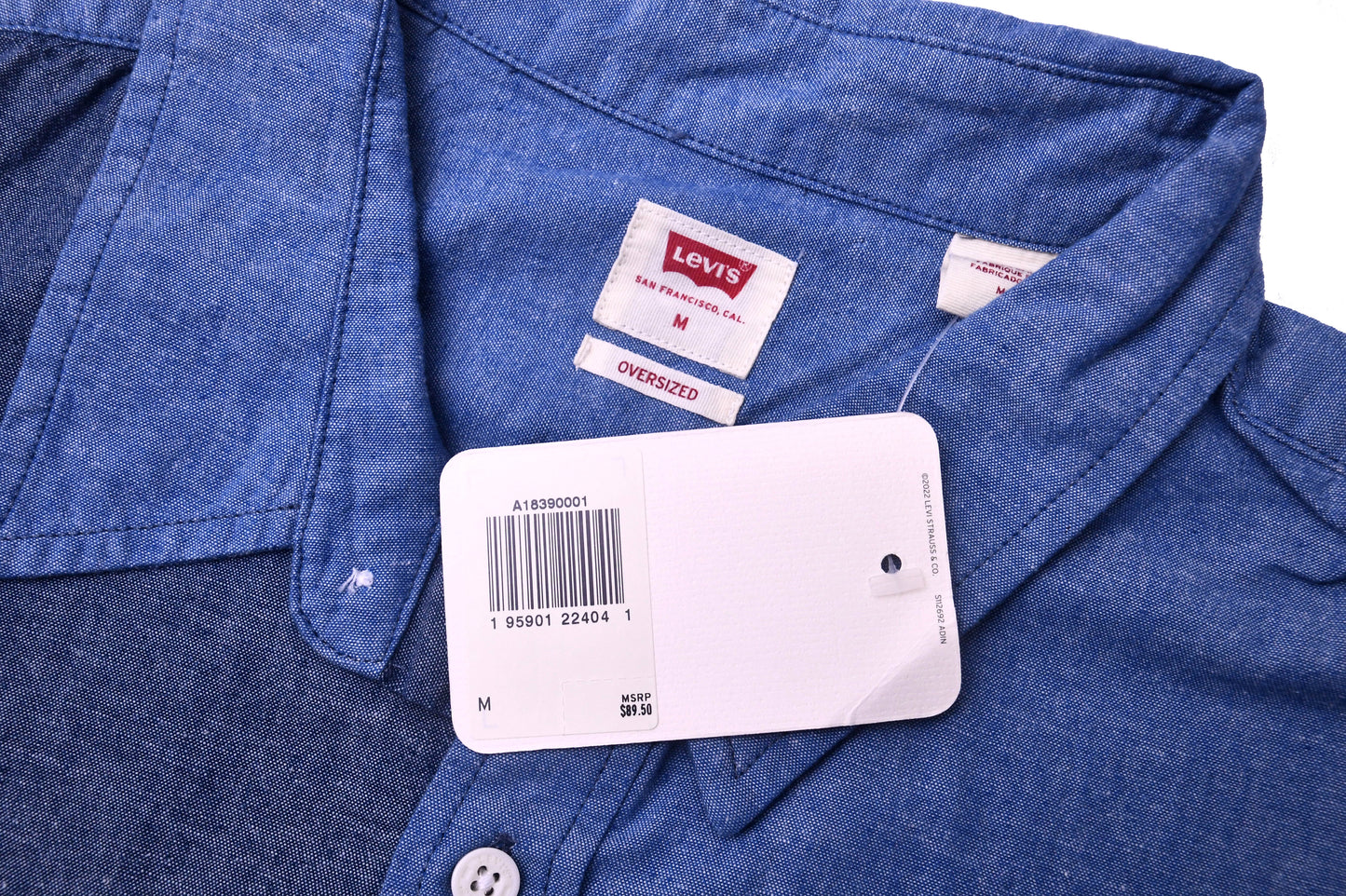 Levis Men’s Oversized Blue Color Button Up Shirt - NWT $89 M in stock