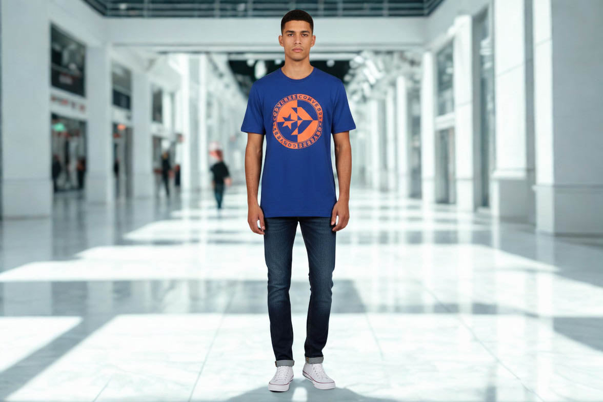 Converse Men's Graphic Logo T-Shirt Blue  NWT in stock