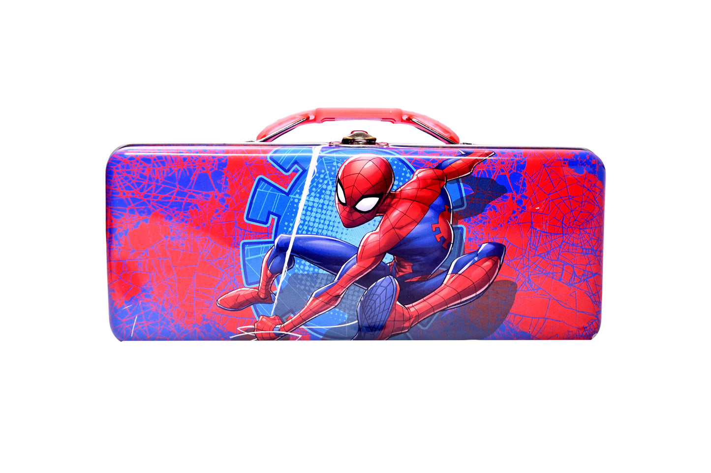 Spiderman🕷️Tool Box Tin School Supply Pencil/Pens with Handle Latch& Hinge NEW