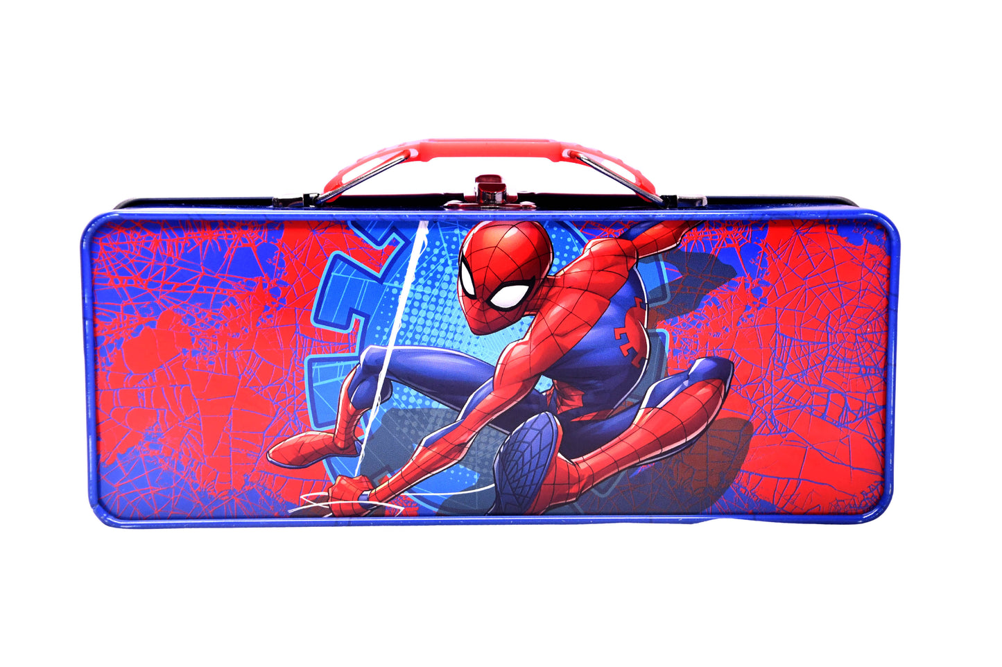 Spiderman🕷️Tool Box Tin School Supply Pencil/Pens with Handle Latch& Hinge NEW