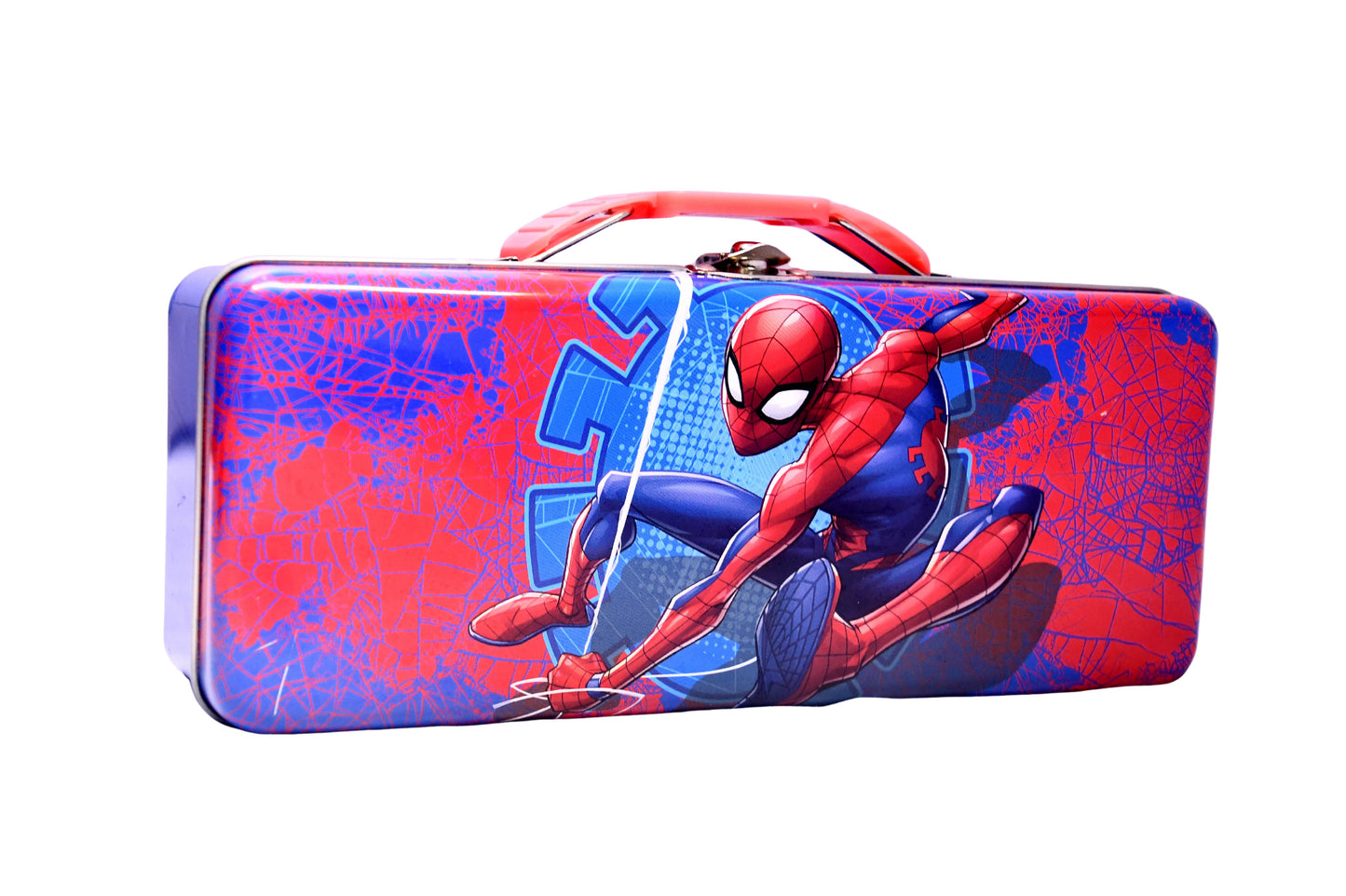 Spiderman🕷️Tool Box Tin School Supply Pencil/Pens with Handle Latch& Hinge NEW