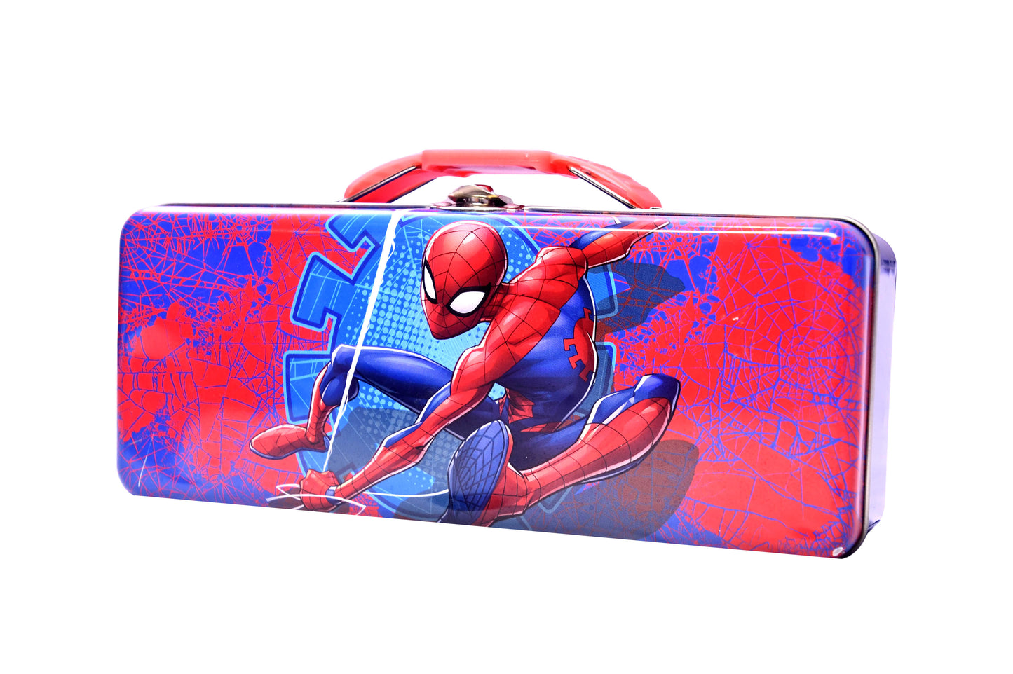 Spiderman🕷️Tool Box Tin School Supply Pencil/Pens with Handle Latch& Hinge NEW