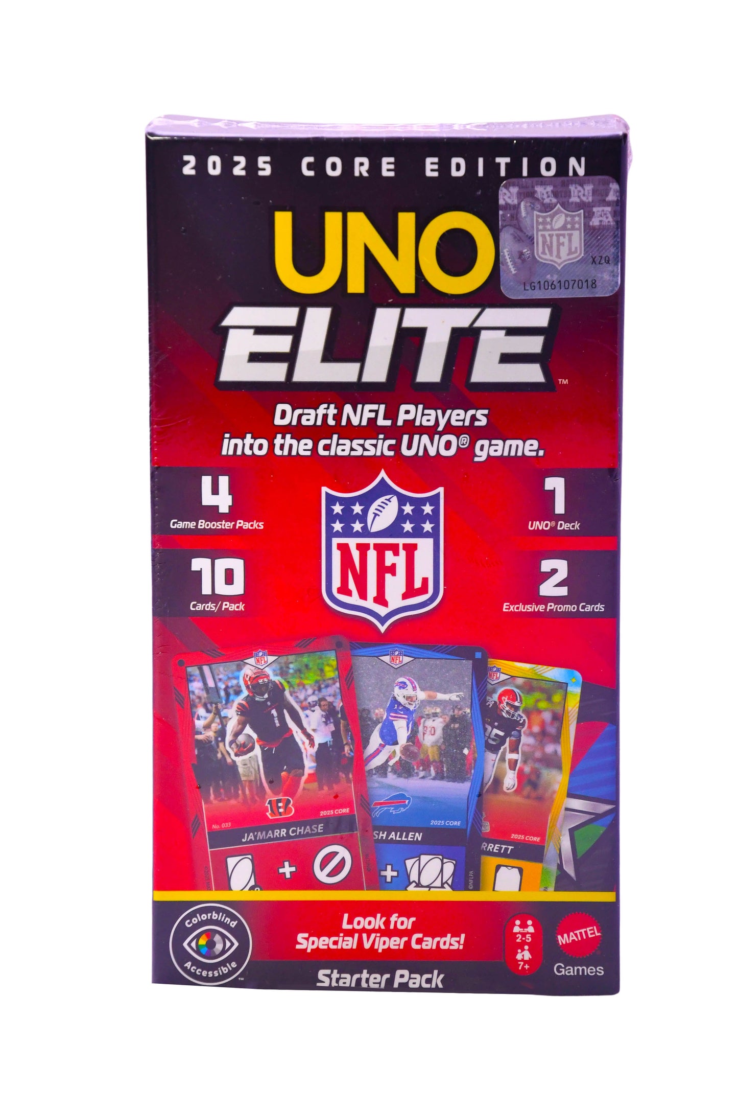 UNO Elite NFL 2025 Core Edition NFL Players into the classic UNO game SEALED