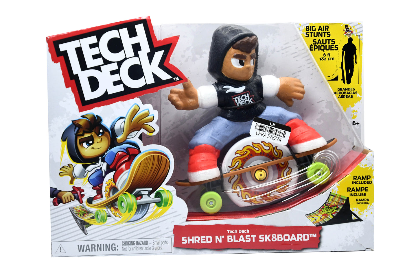 Tech Deck Shred N Blast Motorized Skateboard Toy w/ Ramp Figure Sk8board NEW