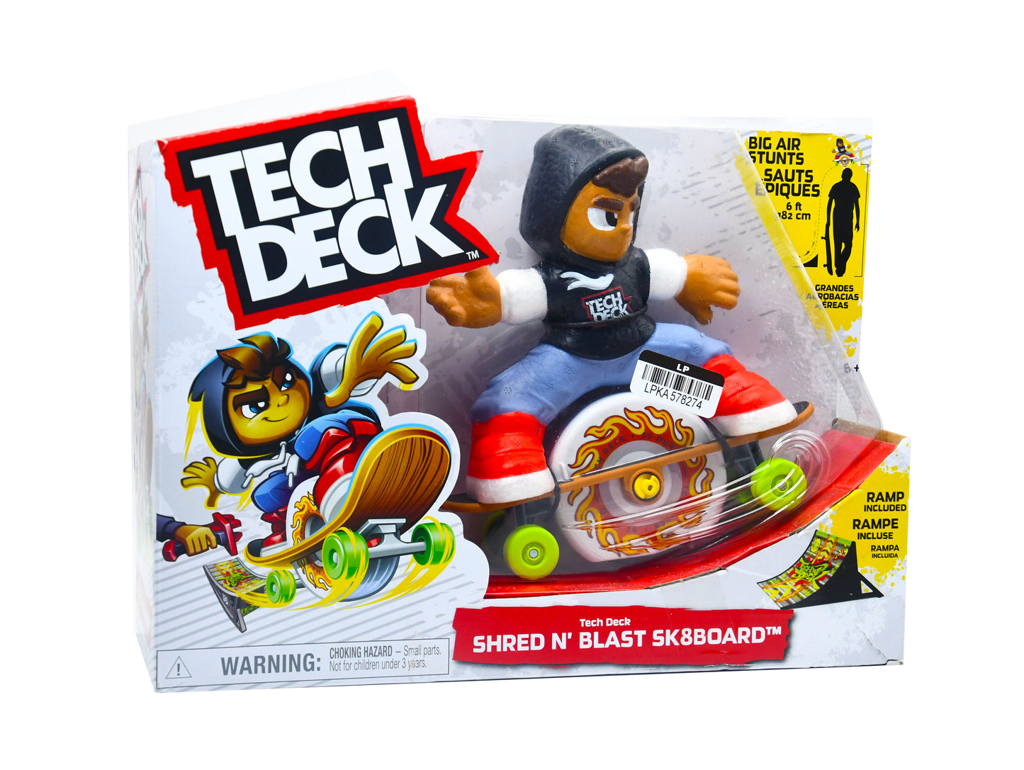Tech Deck Shred N Blast Motorized Skateboard Toy w/ Ramp Figure Sk8board NEW