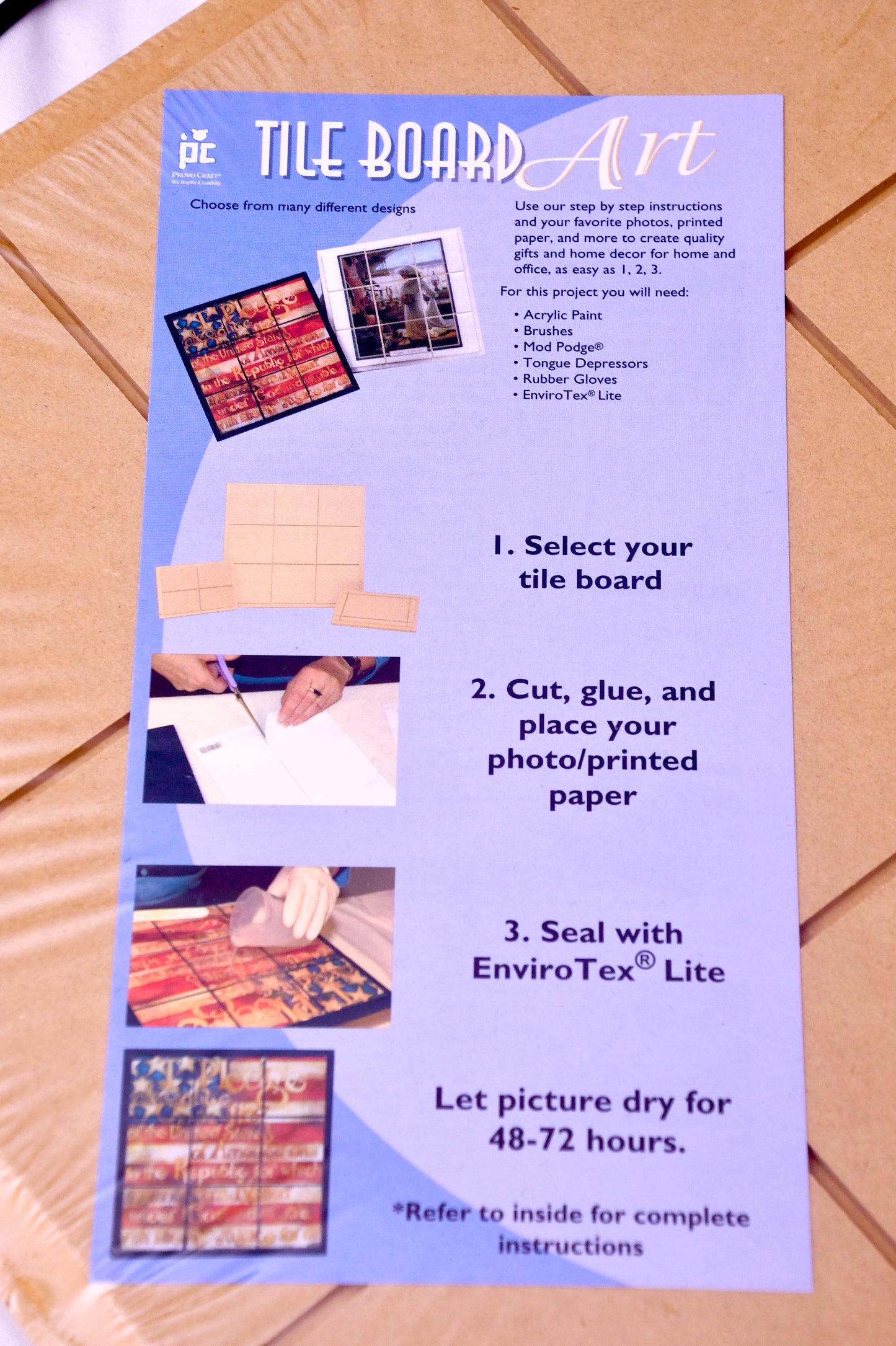 Tile Board Art Craft Kit DIY Photo Tile Board Home Decor Project New Sealed
