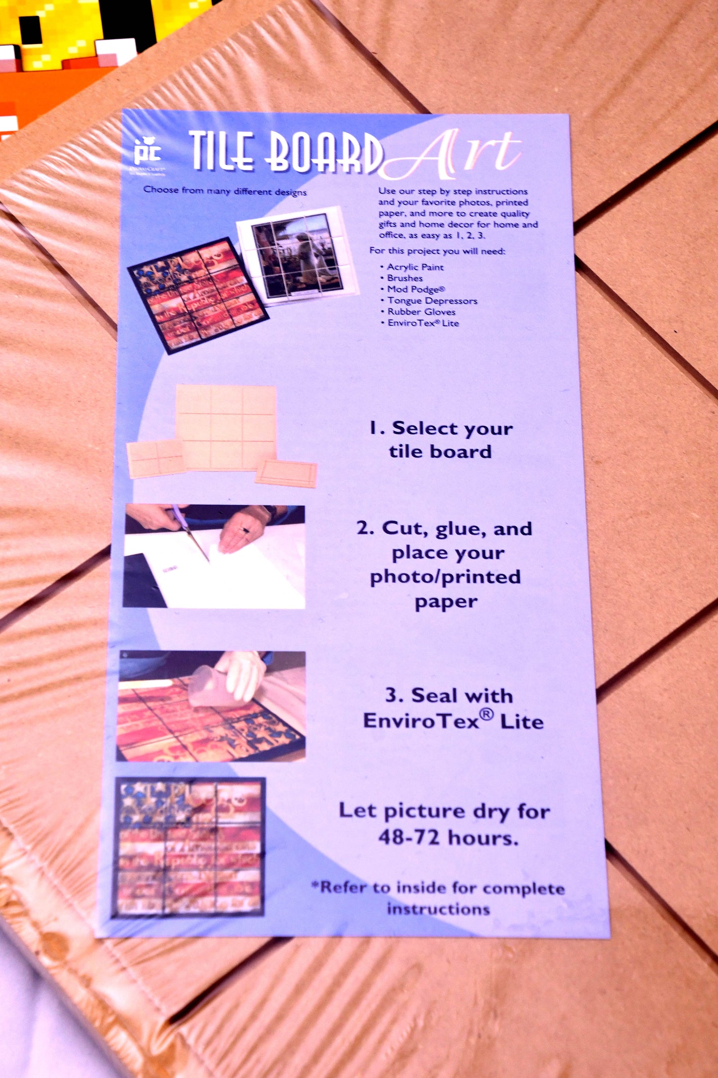 Tile Board Art Craft Kit DIY Photo Tile Board Home Decor Project New Sealed