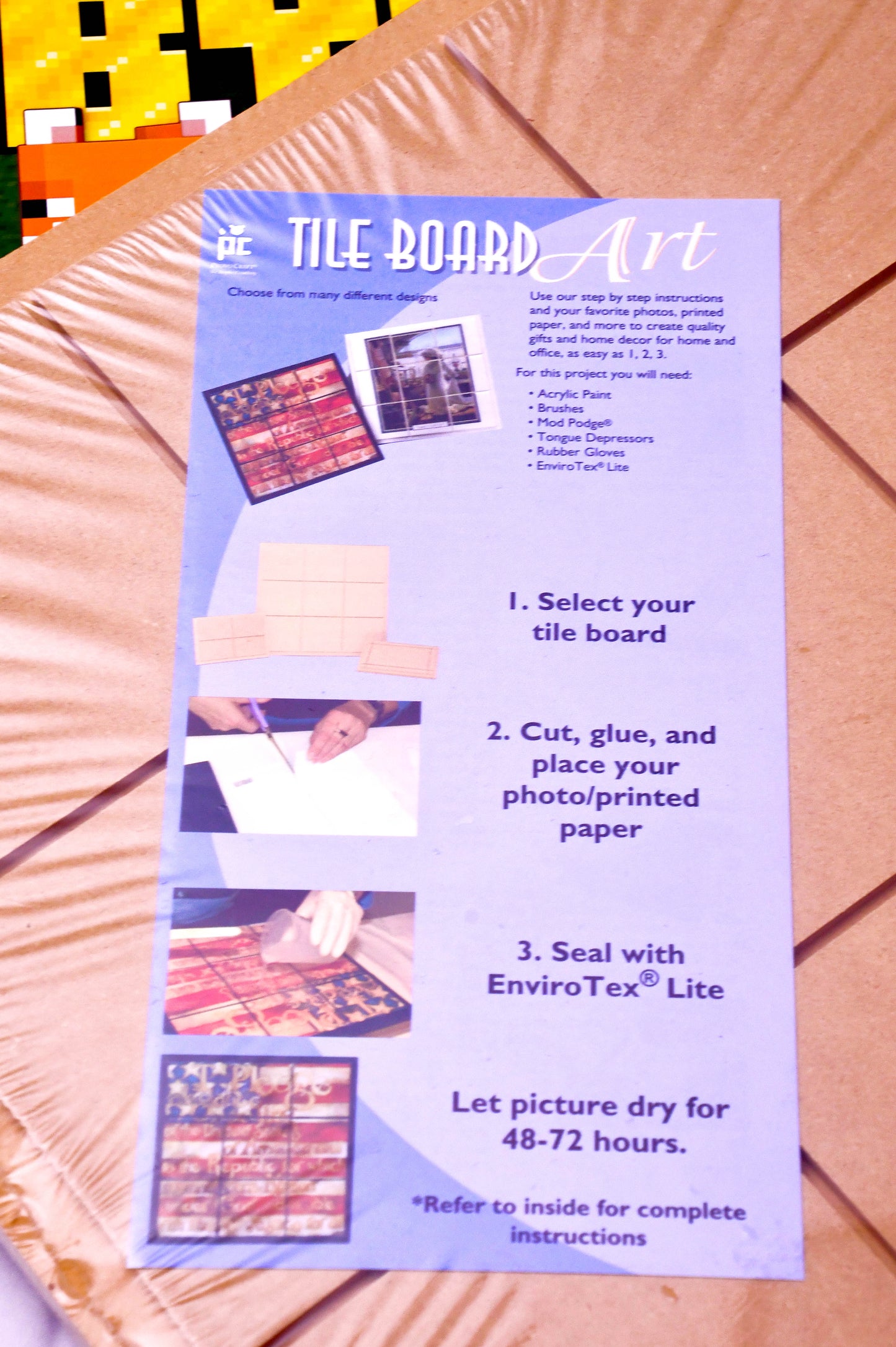Tile Board Art Craft Kit DIY Photo Tile Board Home Decor Project New Sealed