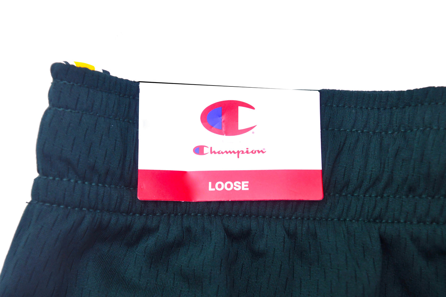 Champion Men's Athletic Mesh Shorts Size L Black Yellow Striped Drawstring