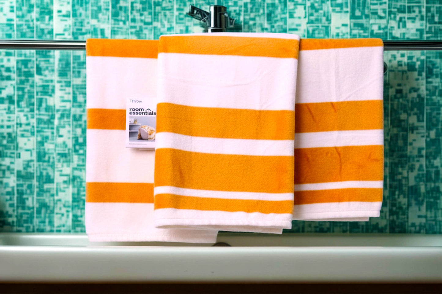 Room Essentials Plush Throw Blanket Yellow White Striped 50x60 Soft Cozy