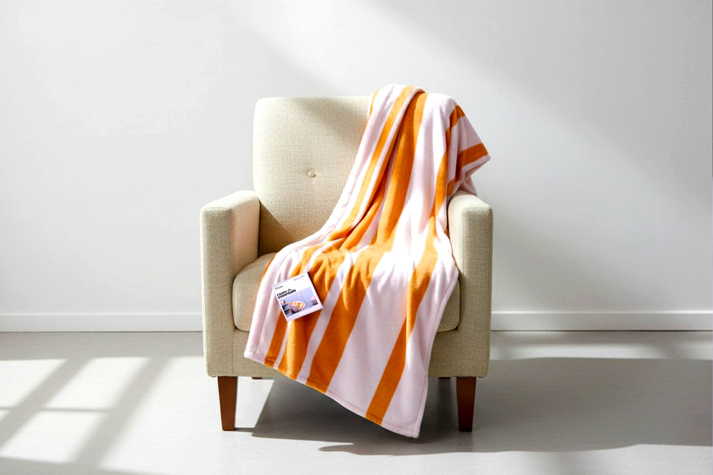 Room Essentials Plush Throw Blanket Yellow White Striped 50x60 Soft Cozy