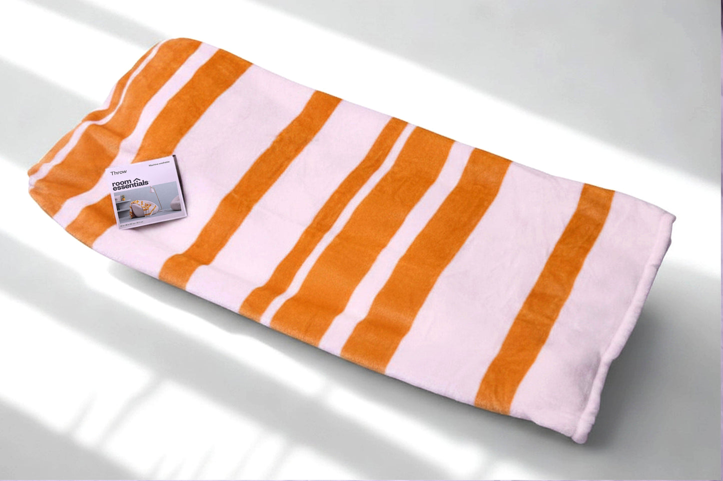 Room Essentials Plush Throw Blanket Yellow White Striped 50x60 Soft Cozy