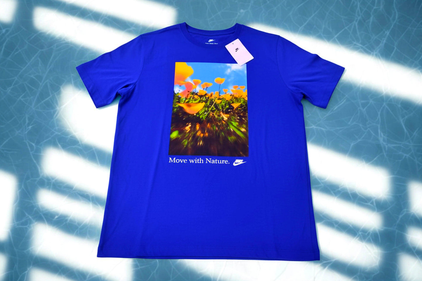 Nike Move With Nature Graphic T Shirt Blue Mens L M Tall Short Sleeve NWT