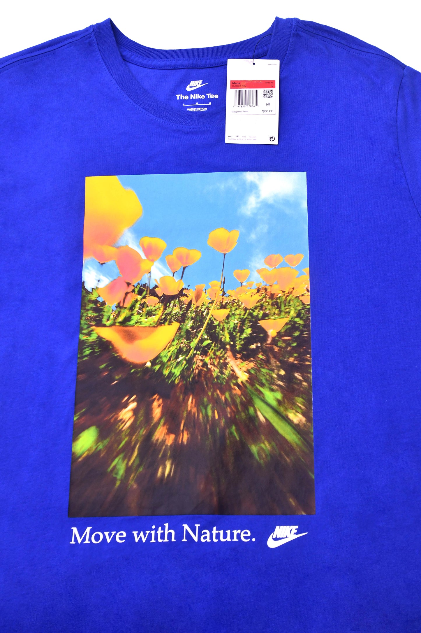 Nike Move With Nature Graphic T Shirt Blue Mens L M Tall Short Sleeve NWT