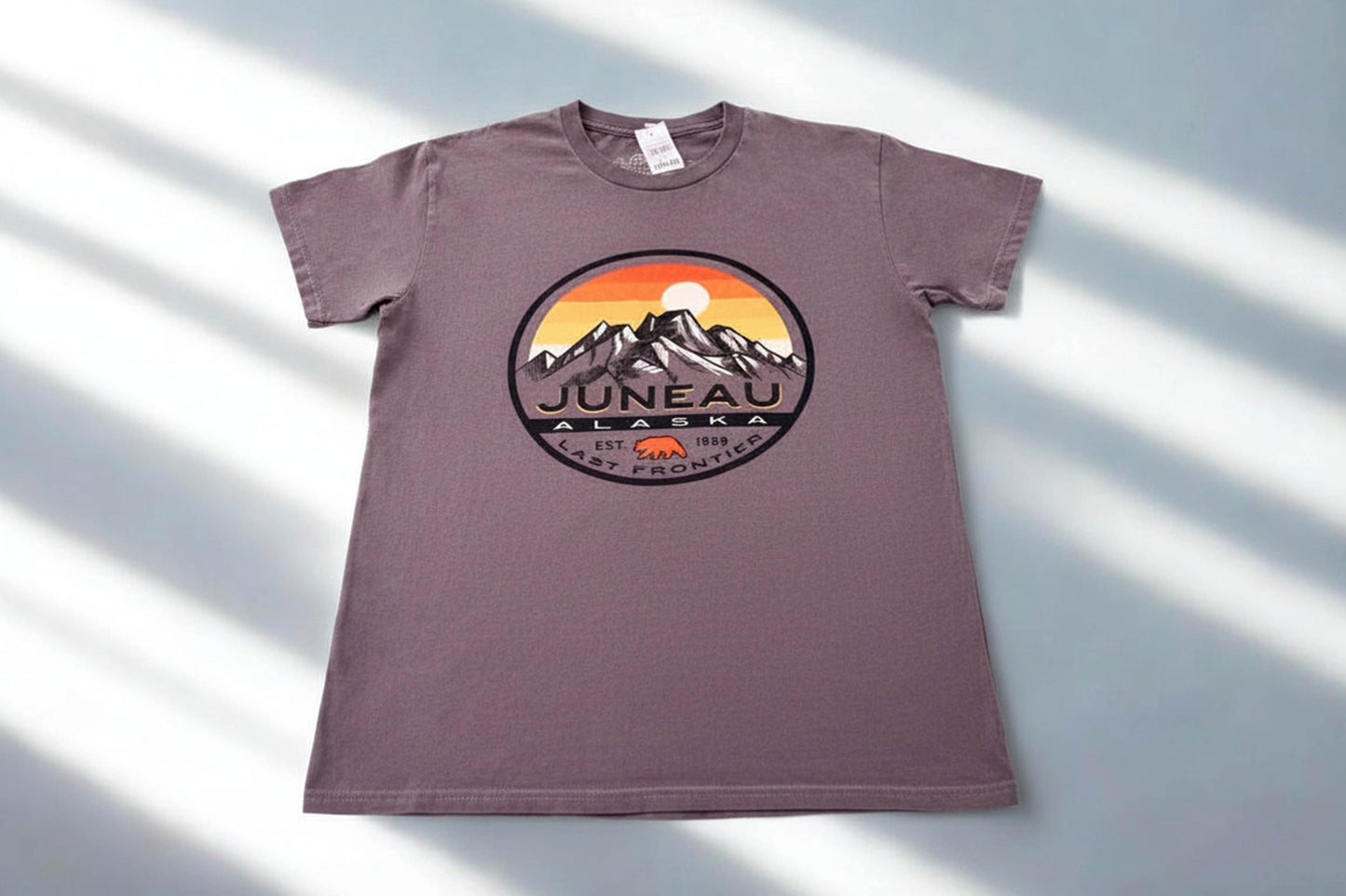 Juneau Alaska Last Frontier Mountain Sunset Graphic Tee Mens Small Blue 84
