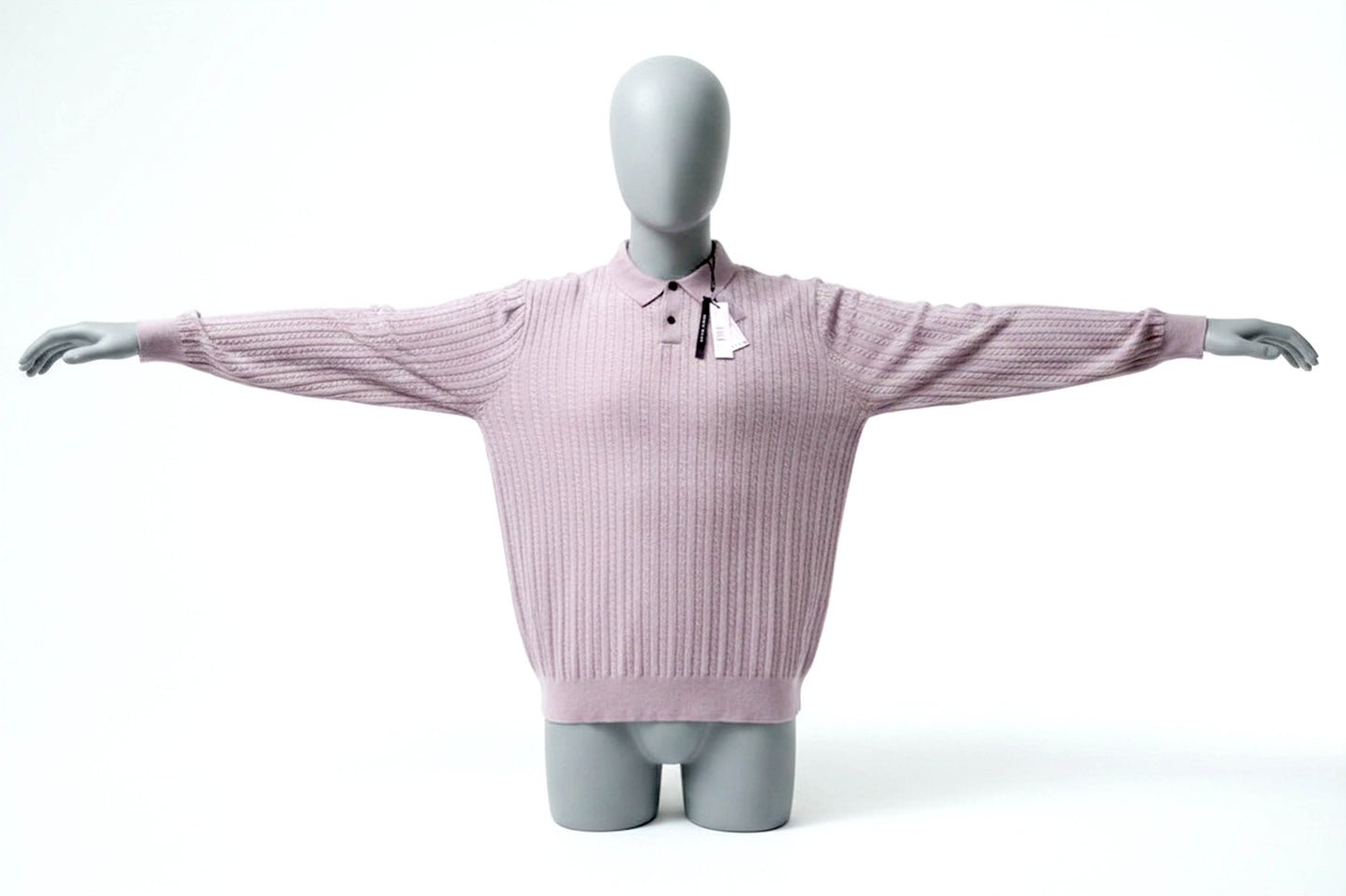 Tahari Mens Medium Wool Blend Sweater Polo Cable Knit Long Sleeve NWT Gray