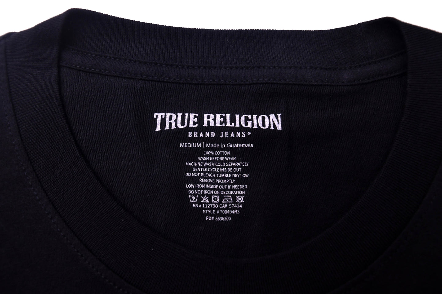 NWT True Religion Men's Long Sleeve Tee Shirt Black Red Logo Graphic 100% Cotton