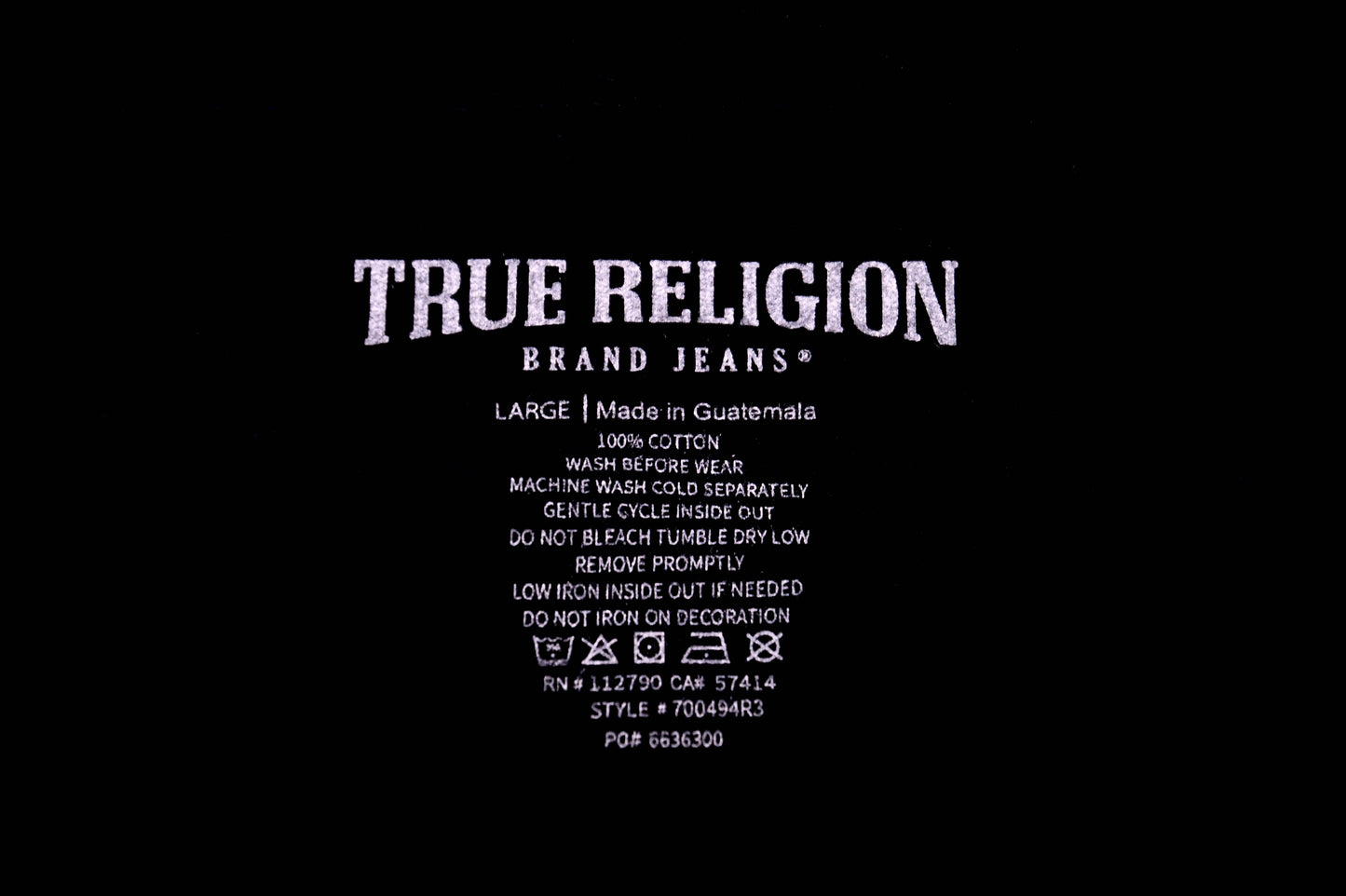 NWT True Religion Men's Long Sleeve Tee Shirt Black Red Logo Graphic 100% Cotton