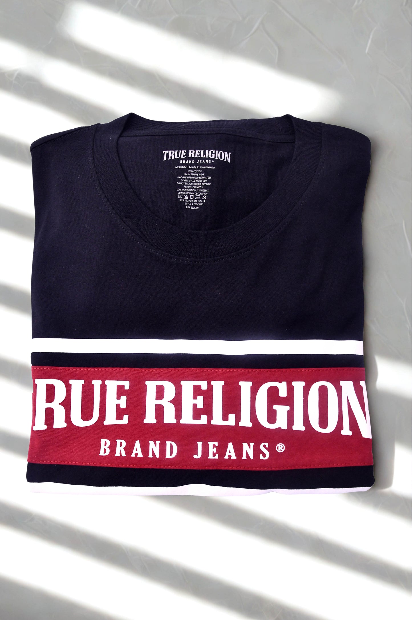 NWT True Religion Men's Long Sleeve Tee Shirt Black Red Logo Graphic 100% Cotton