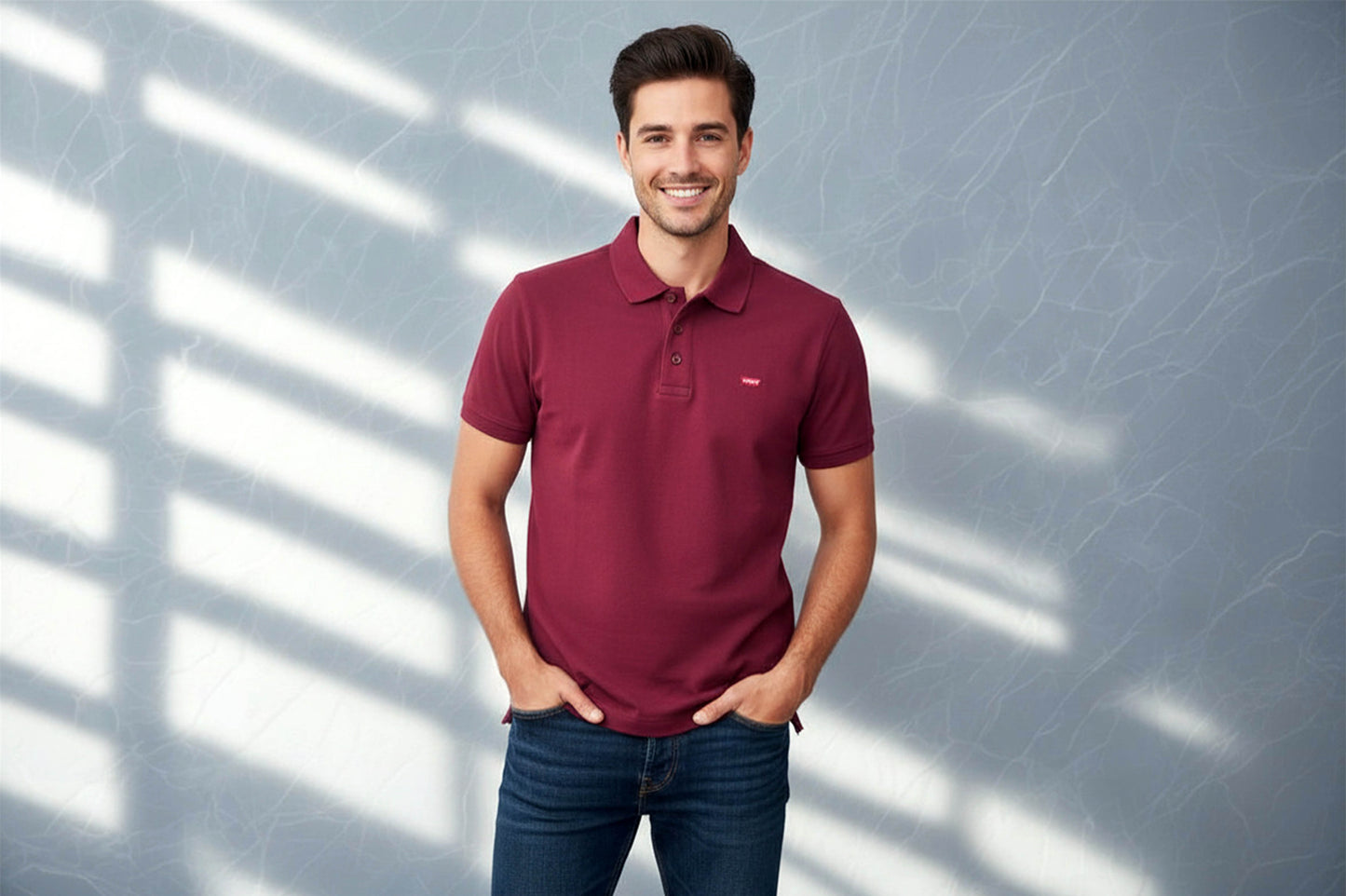 Levi Strauss and Co Mens Polo Shirt Small Red Short Sleeve Pocket Logo