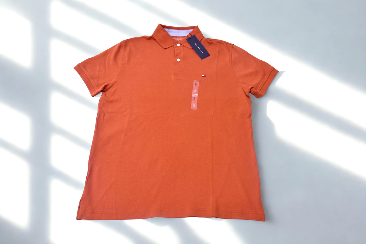 NWT Tommy Hilfiger Men's Polo Shirt Orange Coral Short Sleeve Logo Cotton Small