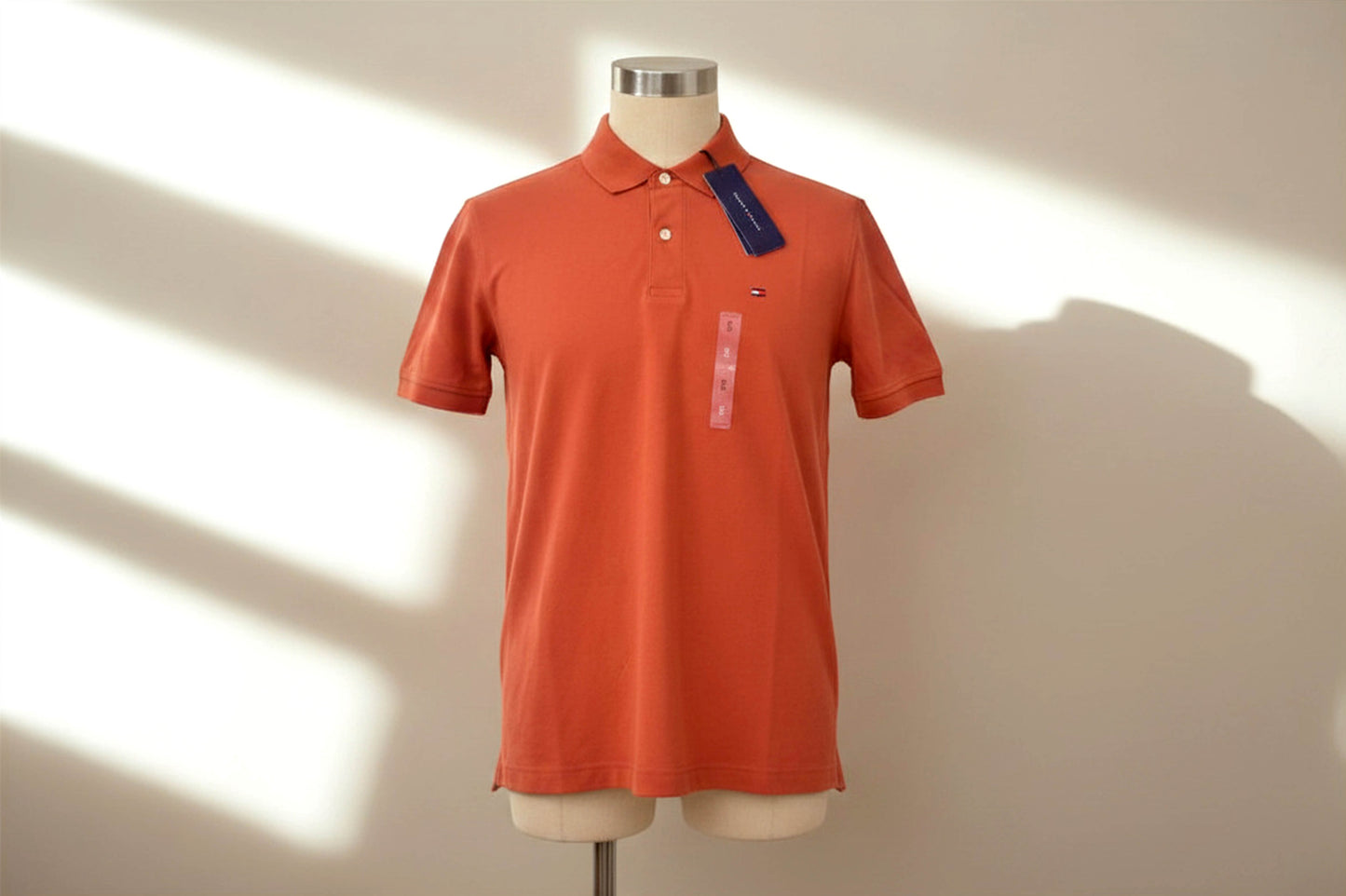 NWT Tommy Hilfiger Men's Polo Shirt Orange Coral Short Sleeve Logo Cotton Small